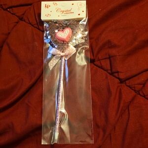 Heart Sequin Pen with Pink and Silver Accents